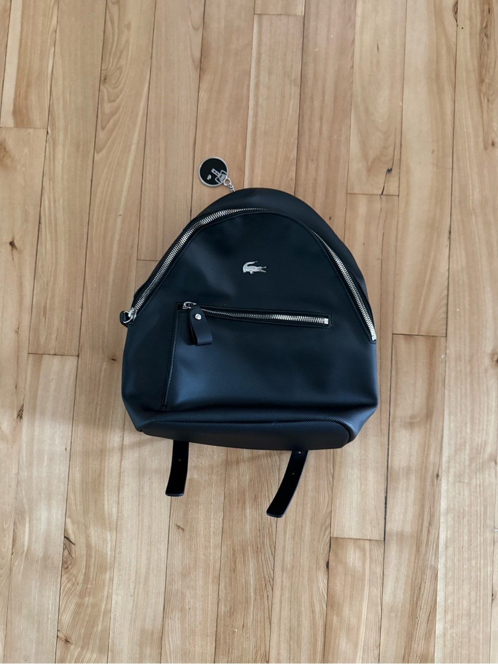 Lacoste Black Mini Leather Backpack